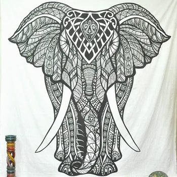 

Elephant Mandala Tapestry Black And White Tapestry Animal Wall Hanging Beach Towel Home Decoration