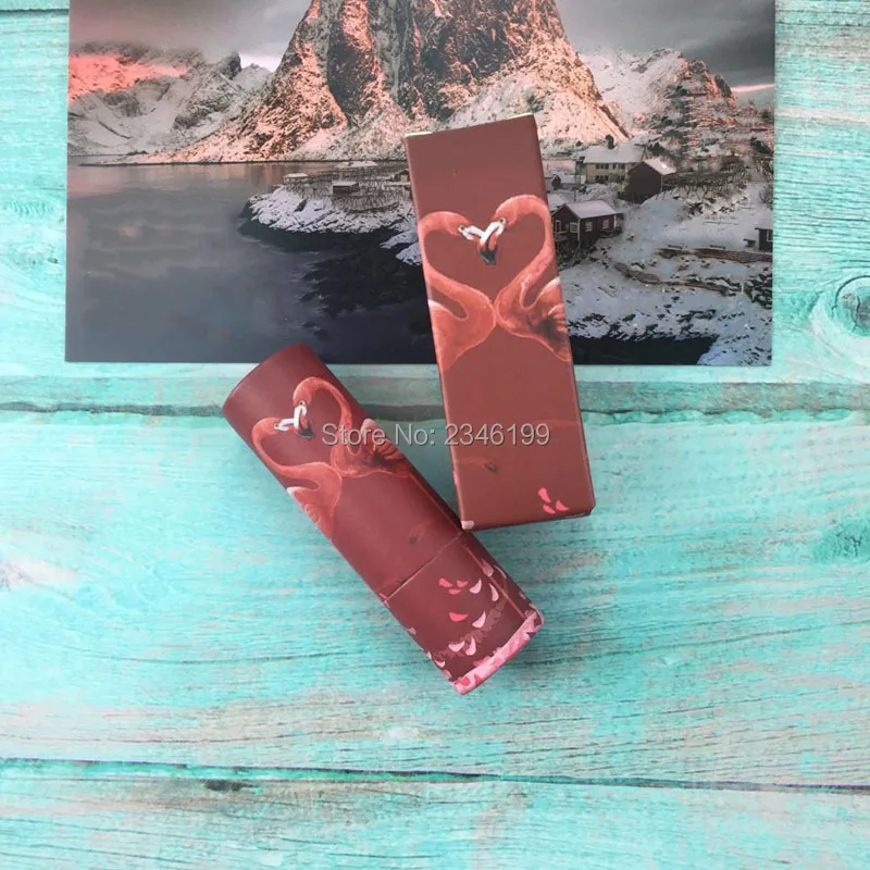 Papery Lip Balm Tube Empty Papery Lipstick Tube 12.1mm Empty Red Flamingo Lip Balm Tube With Box Empty Lipstick Packaging