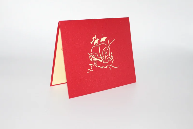  1pcs Business Greet Cards Creative 3D Classic Sailboat DIY Paper Card Wedding Party Invitations Car - 32987517625