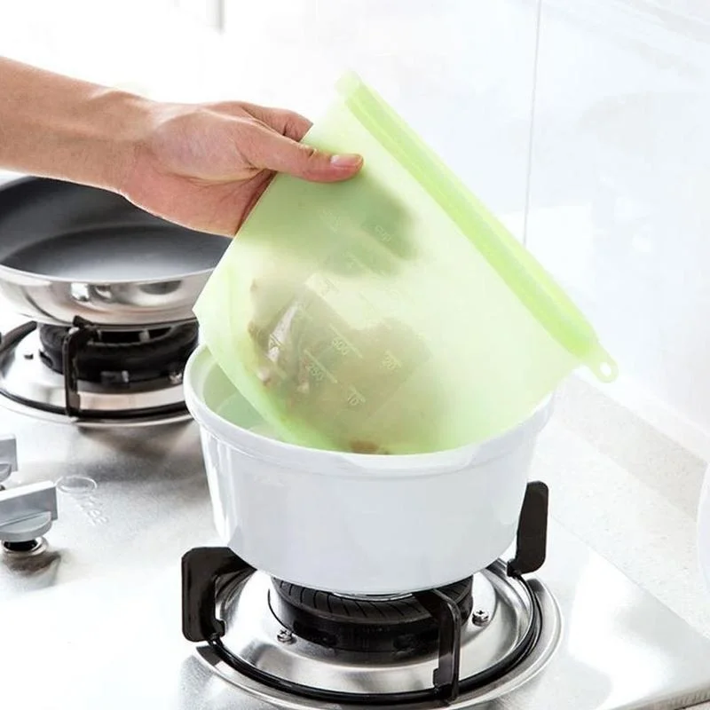 

1000ml Silicone Food Storage Bag Reusable Seal Fresh Bag Meat Milk For Fruit