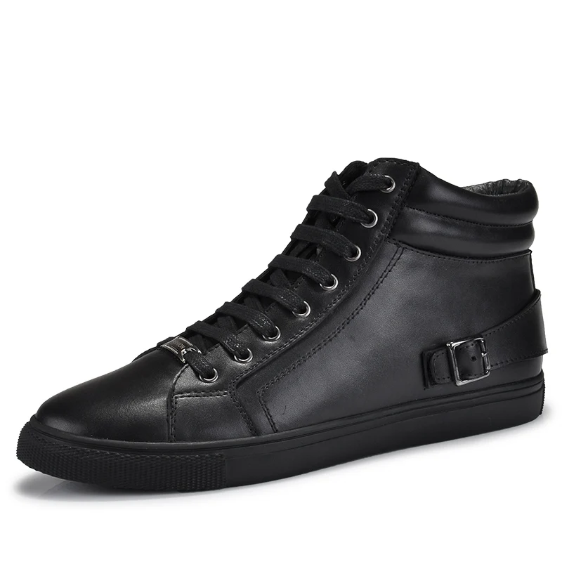 

2017 Men Winter Martin Boots Hot Sales Leather Black Male Social Shoe Autumn Cow Punk Motorcycle Big Size Genuine Waterproof