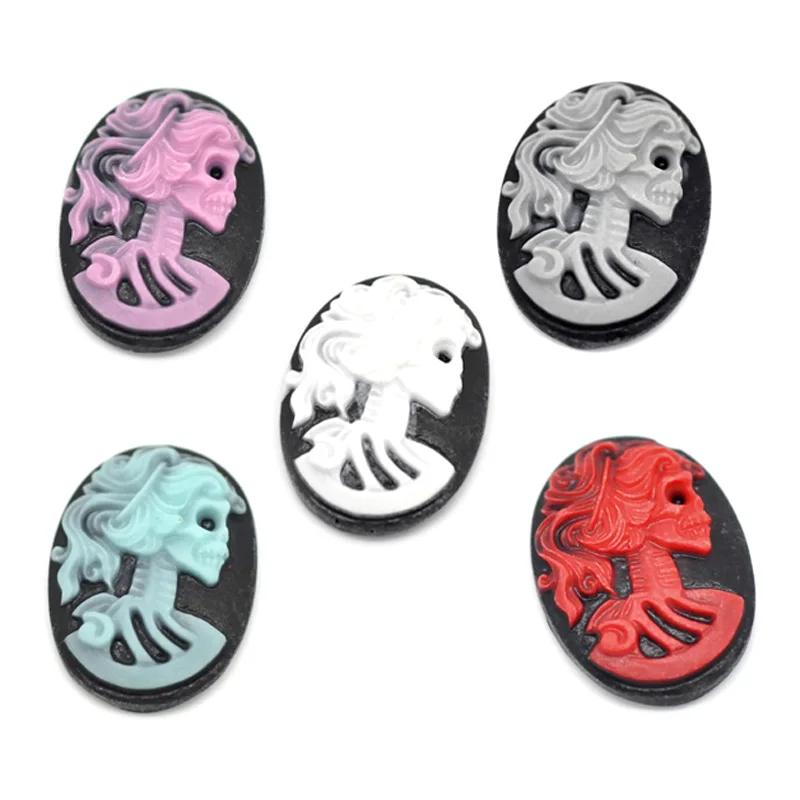 

20Pcs Black Flatback Mixed Skull Resin Decoration Crafts Beads Flatback Cabochon Scrapbook DIY Embellishments Accessories
