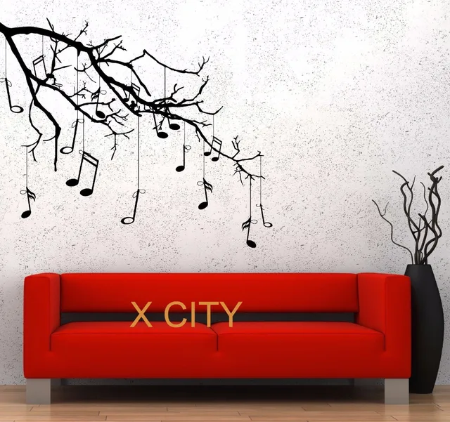 music tree branch notes cool creative black wall art decal sticker