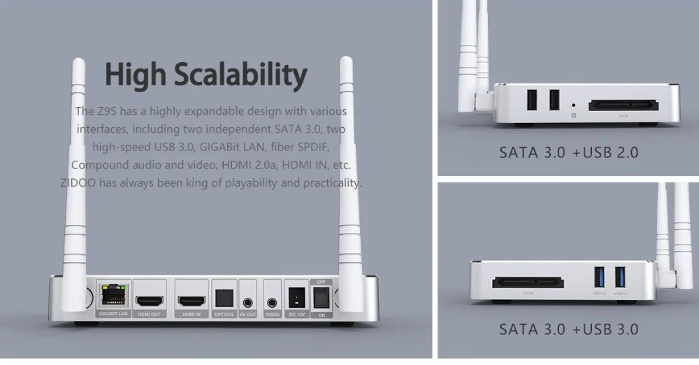 Zidoo Z9S Smart Android 7,1 tv Box 1000M LAN 4K HDR телеприставка Realtek RTD1296DD 2 Гб ram 16 Гб rom SATA 3,0 медиаплеер vs X9S
