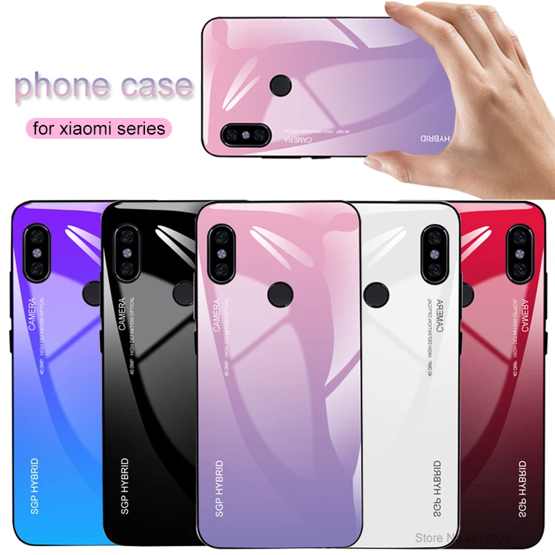 Градиентный чехол для телефона Xiaomi mi a2 цветные чехлы из закаленного стекла Mi A1 8 8se