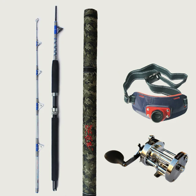 Best price at $169 Cheap Heavy boat rod iron boat rod 1.98 m 50 lbs rod drag rod tube+drum reel+belly holder