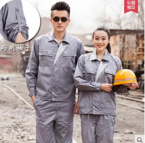Комплект мужской одежды для работы на весну с коротким рукавом, зимняя рабочая одежда с длинными рукавами, механическая защитная одежда, рабочий халат, униформа - Цвет: Special Sleeve Gray