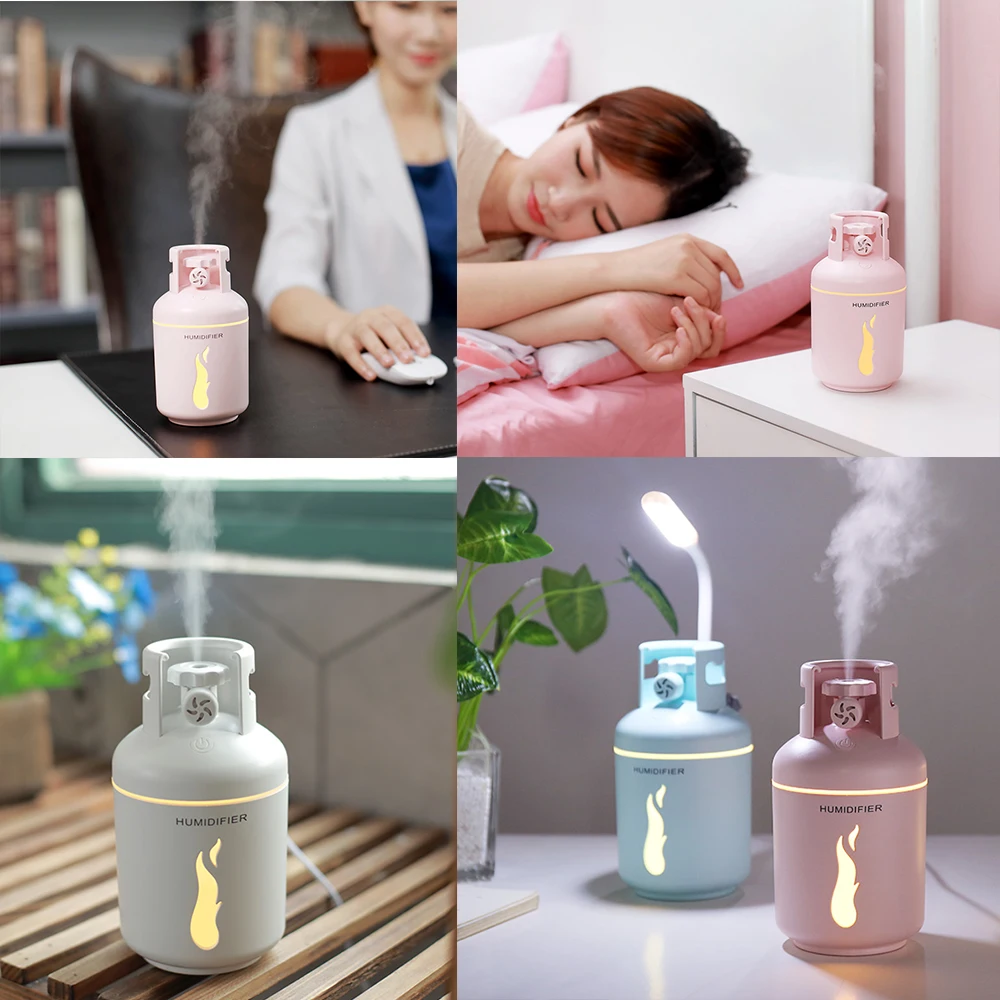 Kaufen 300 ml Gas Tank Ultraschall luftbefeuchter Tragbare Auto Air Purifier 3 In 1 USB Aroma Ätherisches Öl Diffusor Mit USB Licht Fan