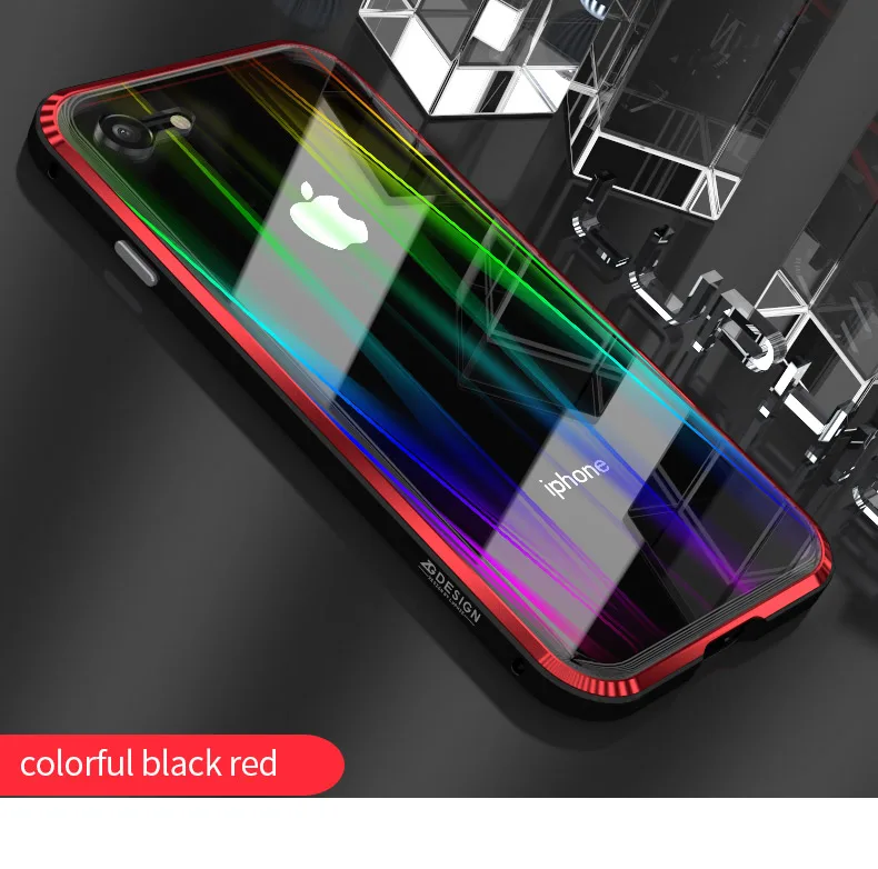 LUPHIE Colorful Laser Aurora Case For iPhone X 8 7 Plus Luxury Glass Case (7)