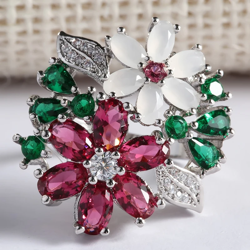 Модное кольцо с цветами, цвет Ctystal, обручальное кольцо, Женские аксессуары, кольцо Bague Femme Anillos Mujer F5K822