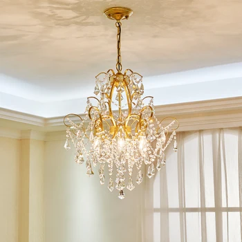 

Dinning Room Chandeliers Crystal Lamp American Country Luxury Bedroom Crystal Suspension Lighting Fixture