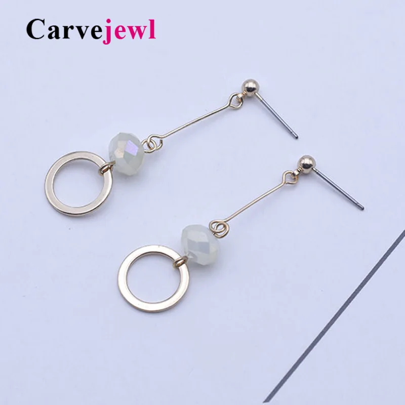 Серьги с гранеными стеклами Carvejewl маленькие круглые серьги-подвески для женщин