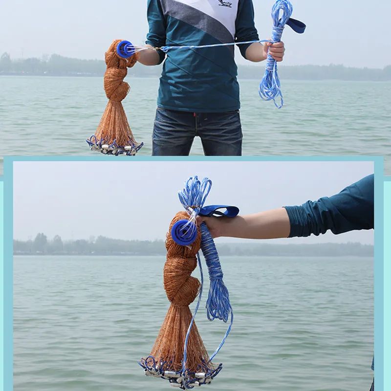 Tire line cast net diameter 240cm-720cm style fishing net rede de pesca filet de peche hand throw net fishing network outdoor
