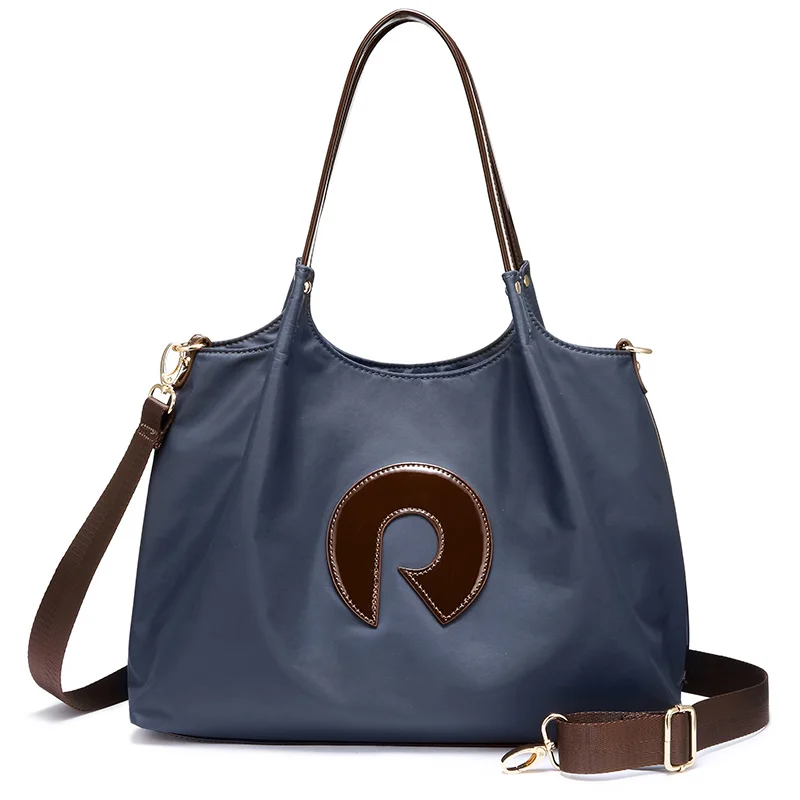 REALER женская сумка на плечо из оксфордской ткани, дамская сумка через плечо, большая эко-сумка для женщин, модная сумка высокого качества с короткими ручками - Цвет: Синий