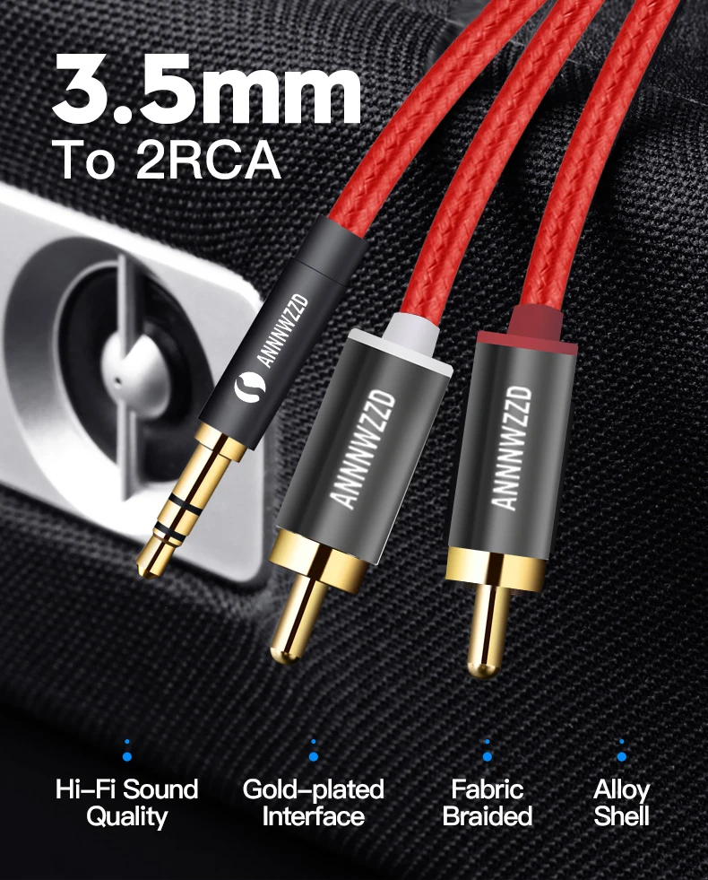 RCA Cable 2RCA to 3.5 audio cable 3.5mm jack rca aux cable 0.5m 1m 2m 3m 5m For phone Edifer Home Theater DVD 2RCA audio cable
