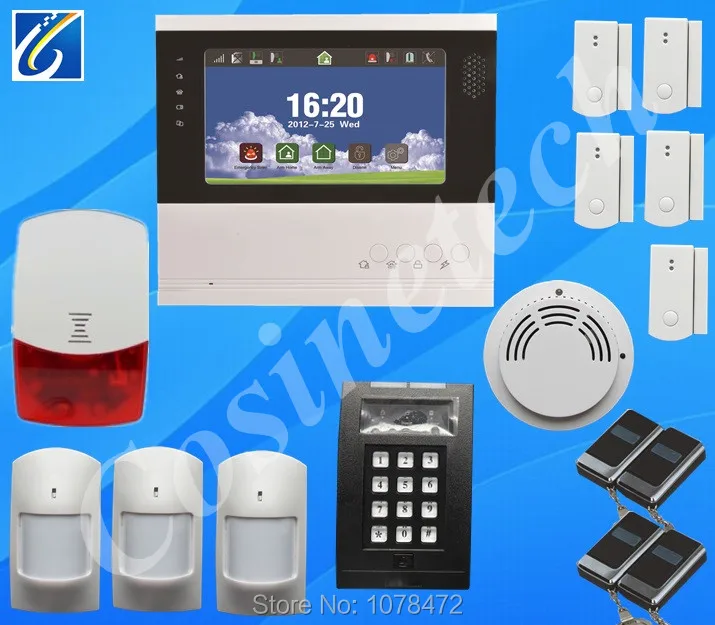7 inch touch screen PSTN GSM font b alarm b font system dual network home security
