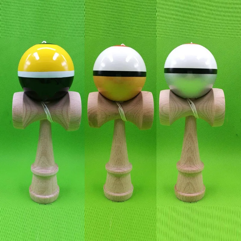 

Tacky Kendama with Half Split and Stripe design,22MM Bevel Tama with a Dot,sticky coating Beech kendama, Ken 2.0