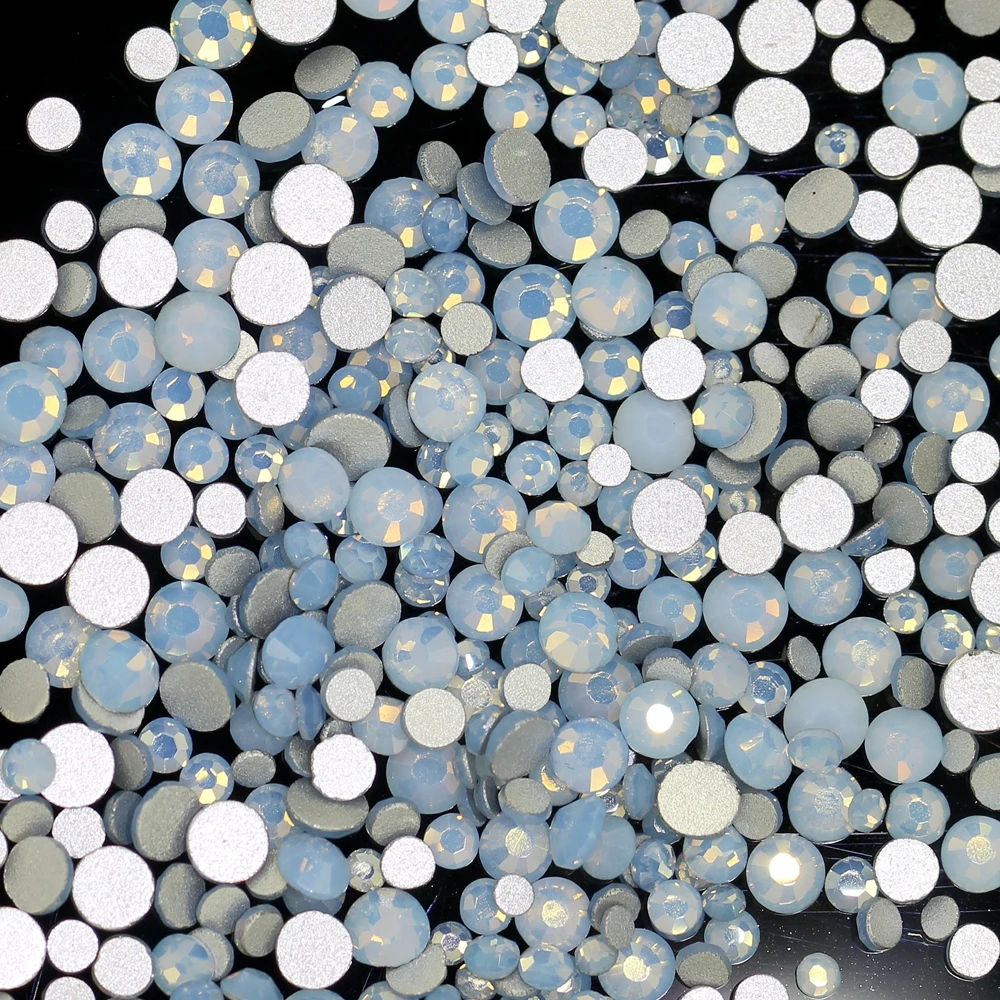 

New Strass Blue Opal Glue On Chatons Non Hotfix Glass Rhinestones For Nails Sticker DIY Wedding Dress Garment Decorations