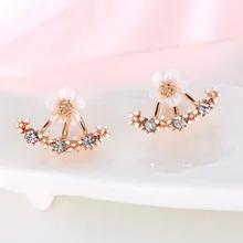 Модные хрустальные цветочные серьги ювелирные изделия Двухстороннее золото; серебро; сережки женские подарки для вечерние лучшие друзья