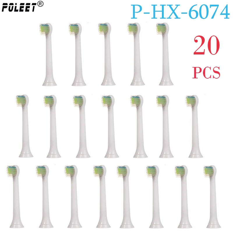 Poleet 20Pcs/Lot Electric Toothbrush Replacement Heads HX6074 P-HX-6074 For Philips Head Soft Bristles Oral Hygiene | Бытовая техника
