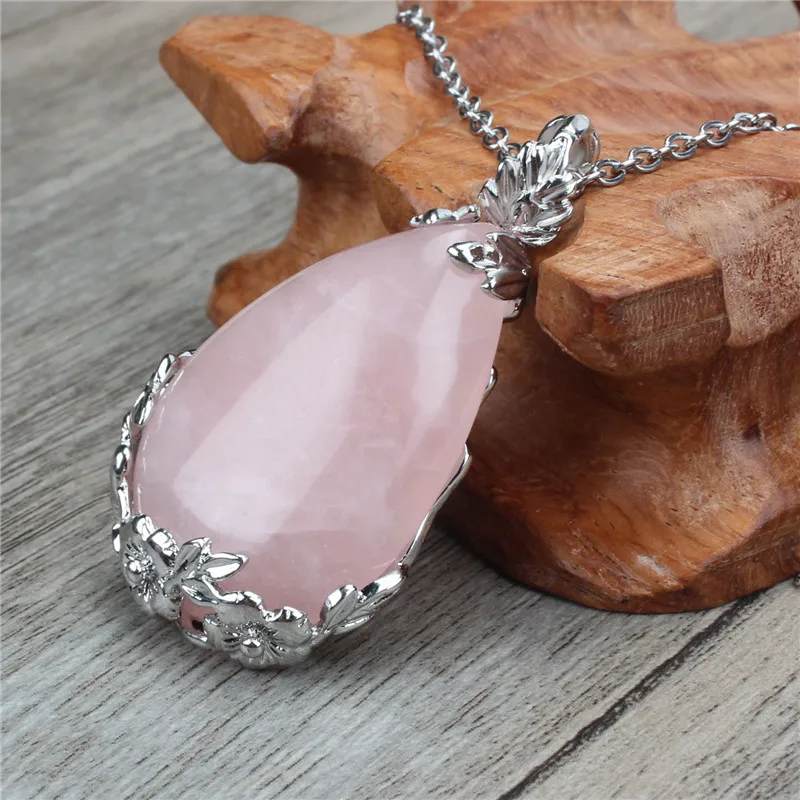 Love-Stone-Rose-Quartz-Teardrop-Pendant-Necklace (5)