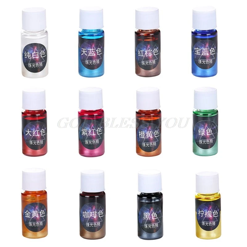 

12 Color 10ml Pearlescent Pigment Powder Rainbow UV Resin Epoxy Material For DIY Jewelry Pendant Handmade Soap Coloring Powder
