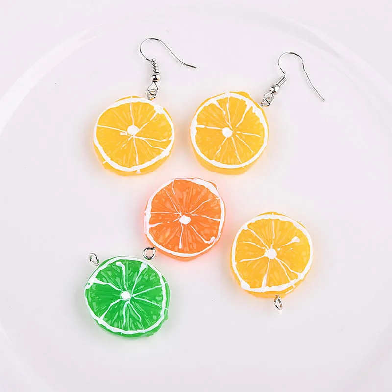 Diy аксессуары летом свежие фрукты orange lemon Серьги Цепочка для ключей материал