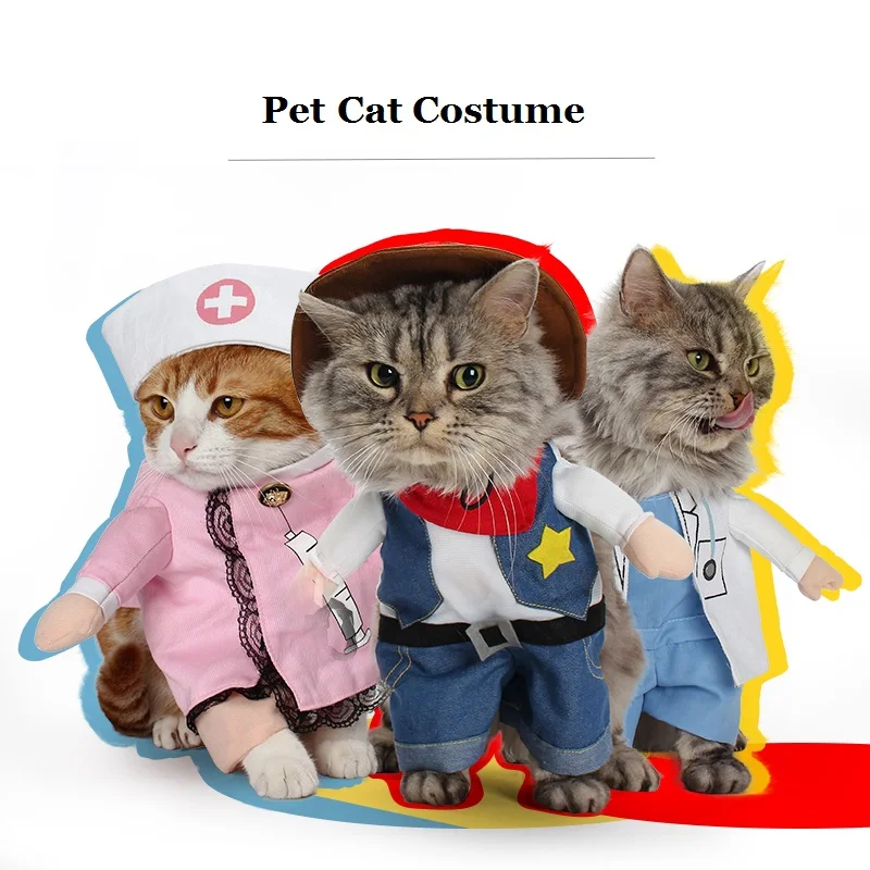 Различные формы, костюм для собак, костюм для кошки, собаки, кошки, сексуальная одежда медсестры, полицейского, ковбой, Матросская униформа, шляпа, деловой наряд