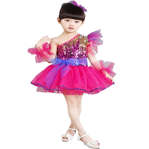 SONGYUEXIA, детская одежда для латинских танцев, костюмы для детского сада, сценические костюмы для детей, современные танцевальные костюмы, пачка с блестками, Skirt100-160cm - Цвет: Red rose