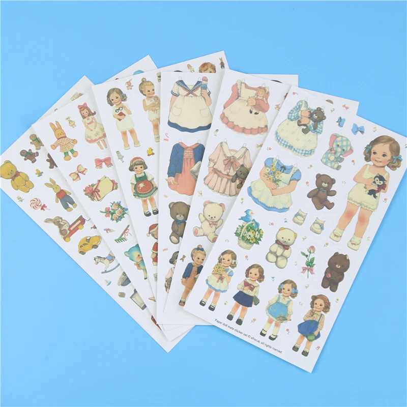 

6 Pcs/lot, Free Shipping Cute Stickers Paper Girl Combination Paper Doll Mate Memo Pads