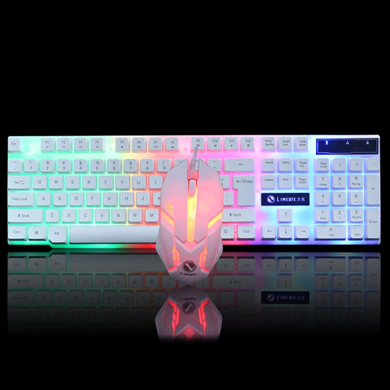 Профессиональный светодиодный игровой набор клавиатура с подсветкой+ мышь комбо 1600 dpi игровая русская клавиатура мышь комбо