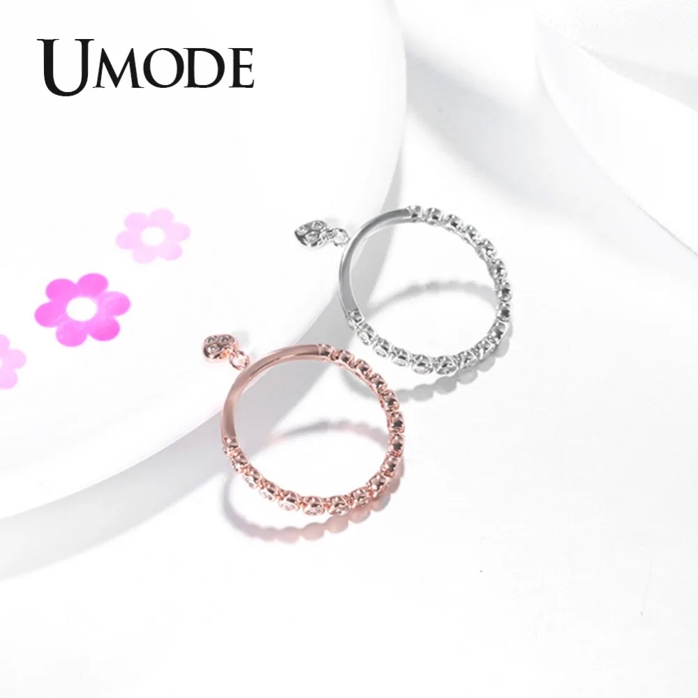 Модные обручальные кольца UMODE с кристаллами в форме сердца модные ювелирные