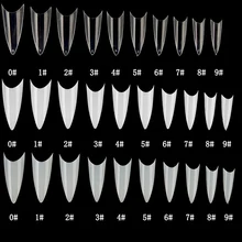 500 Uds puntas de uñas postizas Con 10 tamaños puntas de uñas Stiletto francés Uñas acrílicas falsas ABS puntas artificiales 0 -9 tamaños manicura