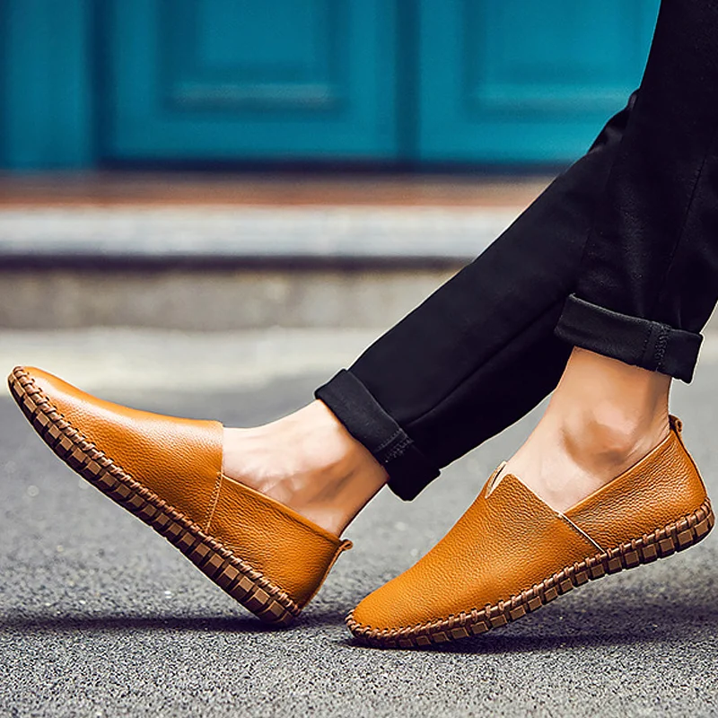 

Men's shoes made of genuine leather size large 5.5-16 male loafers breathable spring/autumn driving casual shoes men