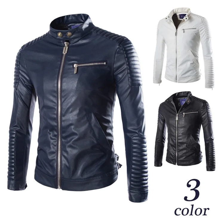 High Quality Fashion Leather Jacket Men Solid Faux Fur Jacket Coats Mens Trend Slim Fit Youth Motorcycle Jacket Male