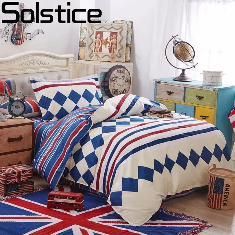 

Solstice Home Textile Cartoon Animal Striped Lattice Style 100% Cotton 3/4pcs Bed Linens Duvet Cover Bed Sheet Pillowcase