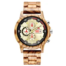 2019 New Men's Multi-function Sports Wood Watch Sub-dials Wooden Watch Quartz Analog Movement Date Wrist Watch for Men 2019 New Men's Multi-function Sports Wood Watch Sub-dials Wooden Watch Quartz Analog Movement Date Wrist Watch for Men