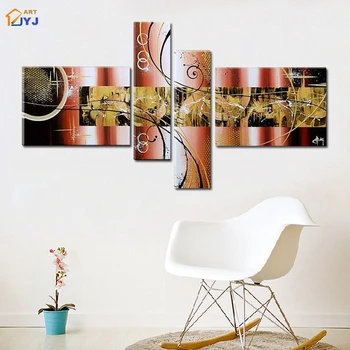 

Unframed Thick Textured 4 Panels Picture Wall Art Handmade Modern Abstract Oil Painting On Canvas Gift Living Room Decor Z061