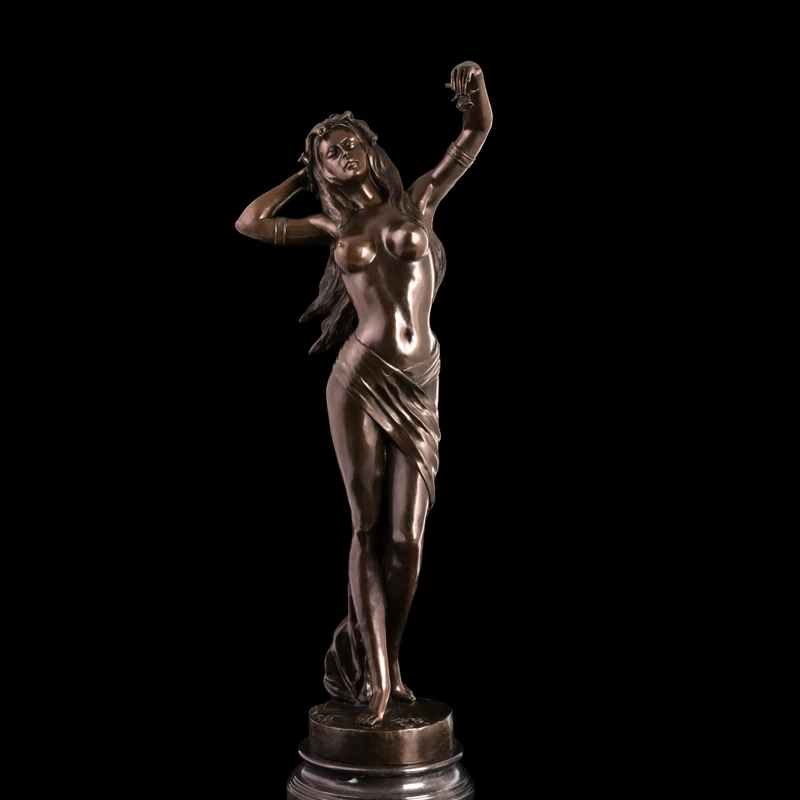 

ATLIE Bronze Life Size Sexy Western Woman Statue Sculpture Young Female Beauty Figurine Villa Household Soft Outfit Decor
