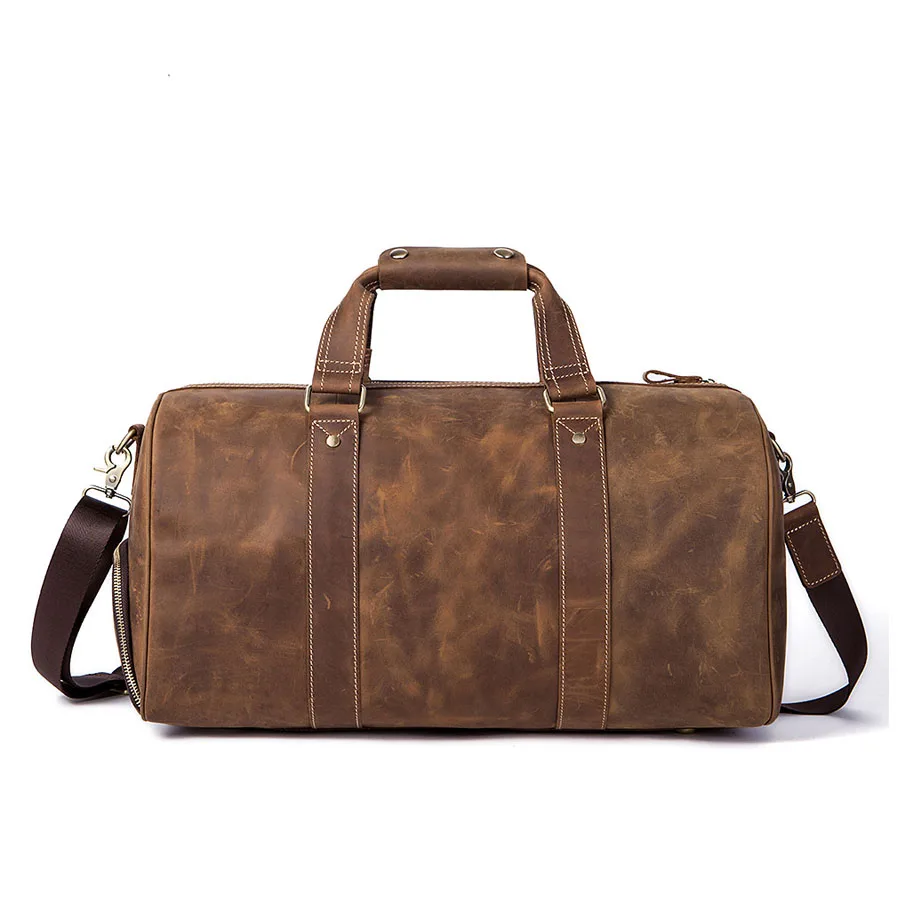 

Genuine Leather Men Travel Bags Overnight Duffel Bag Independent shoes Weekend Travel Large Tote Bags Crossbody Travel Bags