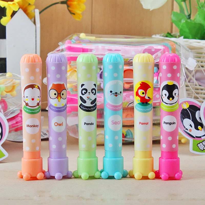 

Set of 6 Cute Animals Highlighter Paint Marker Pen Drawing Liquid Chalk Stationery School Office Supply
