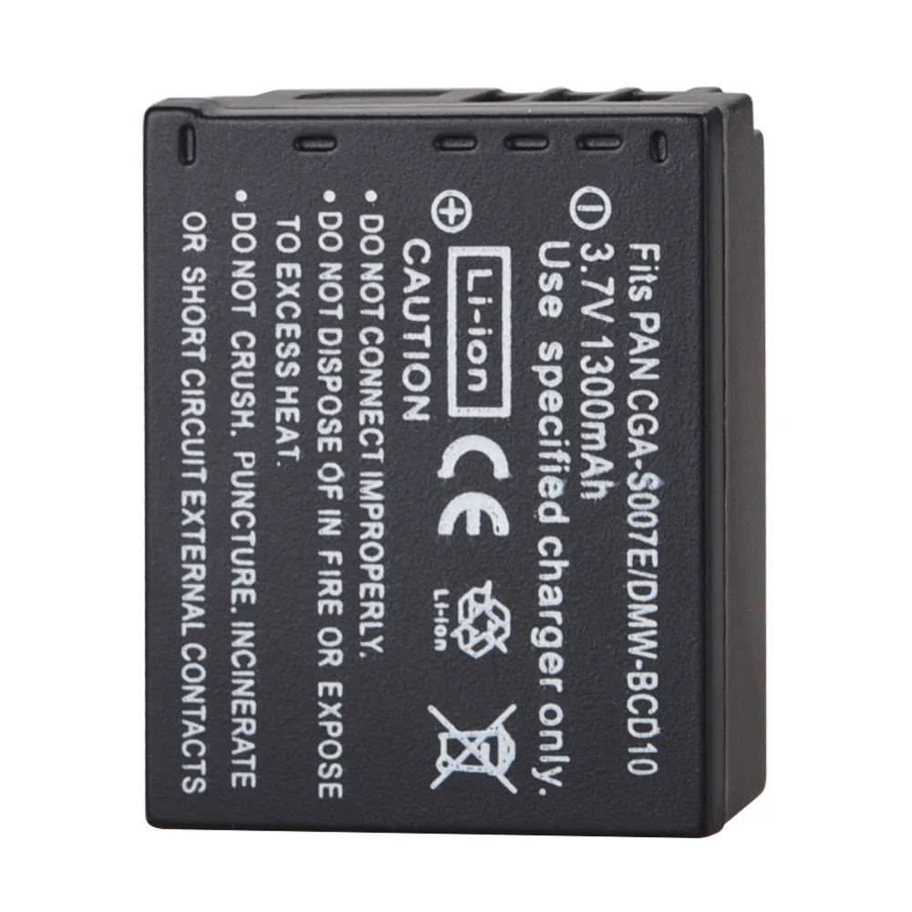 1 шт. 3,7 V 1300 мА/ч, CGA-S007 Перезаряжаемые Камера Батарея/USB кабель для Panasonic Lumix DMC TZ1 TZ2 TZ3 TZ4 TZ5 TZ50 TZ15 Lumix DMC-TZ15GK Батарея