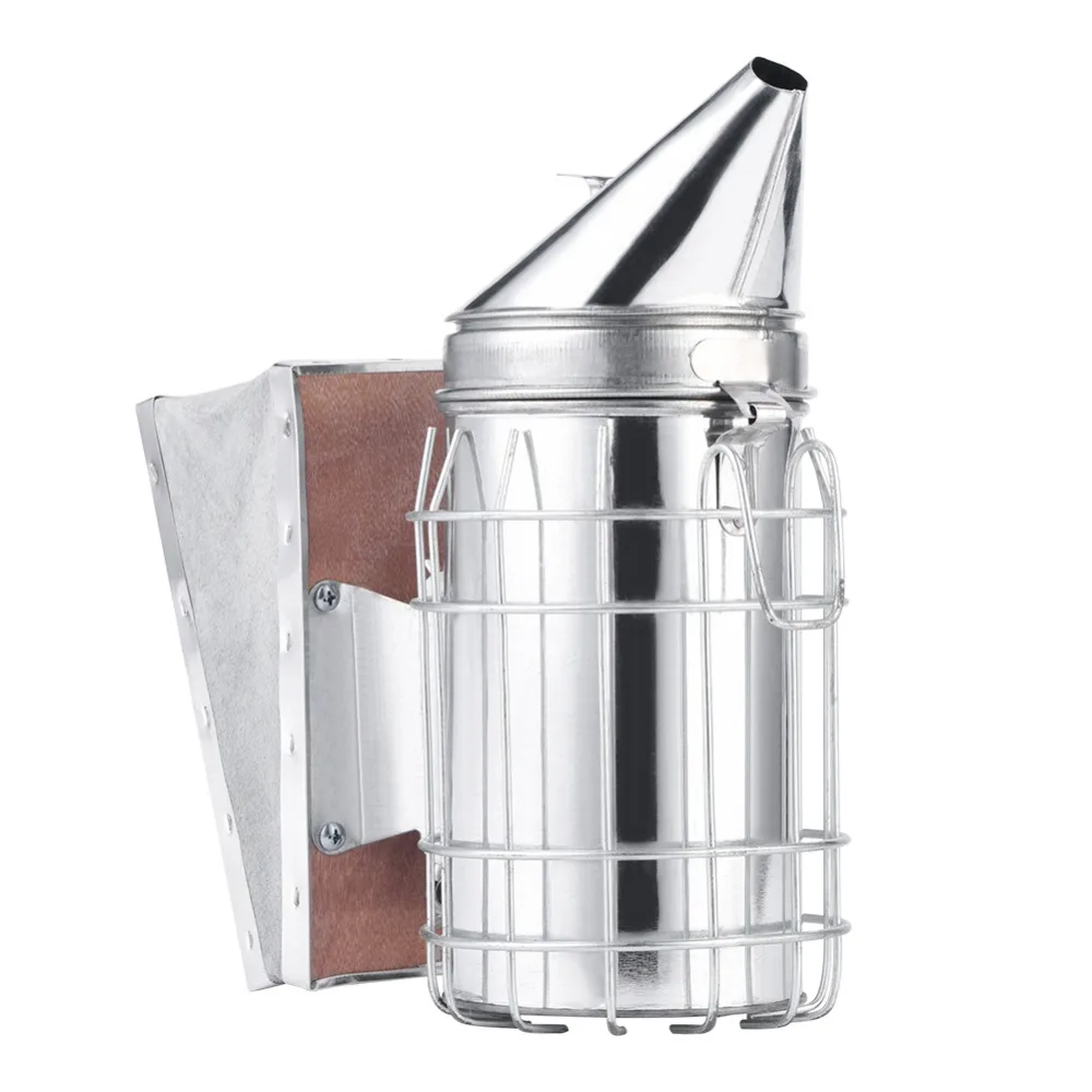 

Stainless Steel Beekeeping Smoke Transmitter Kit Bee Hive Smoker with Heat Shield Protection Board Beekeeping Equipment Tool