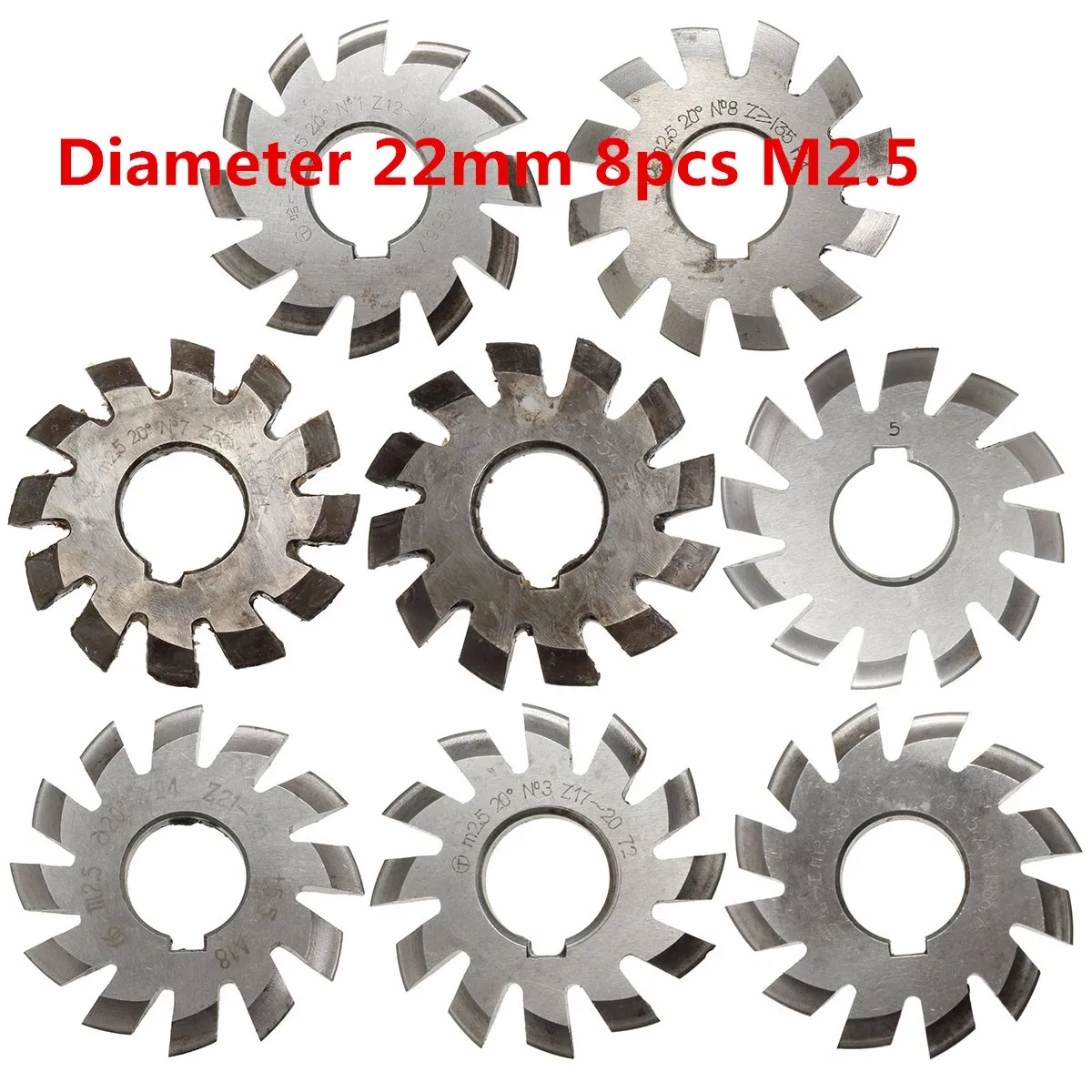 

Module 2.5 M2.5 PA20 Degrees Bore 22mm #1-8 HSS Involute Gear Milling Cutter High Speed Steel Milling Cutter Gear Cutting Tools