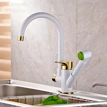 Живопись поворотный носик кухонный сосуд Раковина кран с выдвижной спрей горячей холодной воды смеситель клапан кран для кухни torneira cozinha