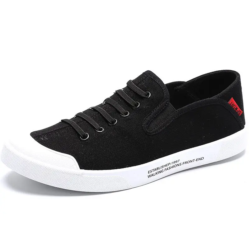 

LAISUMK New 2019 Fashion Canvas Shoes Men Sneakers Low top Black Shoes High Quality Men's Casual Shoes Brand Flat Plus Size 46