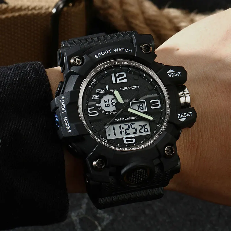 Ceny SANDA Sport Watch mężczyźni Top marka luksusowe zegarki na rękę elektroniczny LED cyfrowy nadgarstek zegarki dla męski zegarek wojskowy Arny mężczyzna zegar