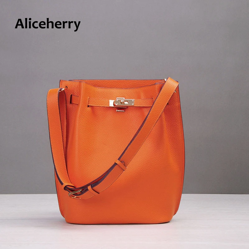 Aliceherry Bucket bags brand horseshoe handbag genuine leather designer crossbody shoulder bags women handbags messenger bags