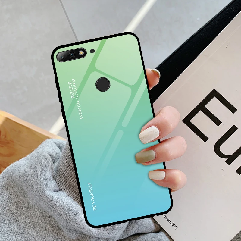 Градиентный чехол из закаленного стекла для Huawei P20 P30 Pro Mate's 20 Lite P Smart Z Plus 2019 Y6 Y7 y9