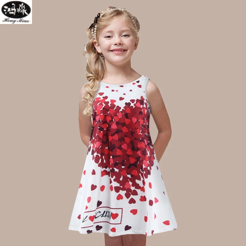 

Hot Sale Summer Girl Dress Cute O-neck Print Elegant Comfortable Princess Girls Dresses Birthday Party For Kids Clothes